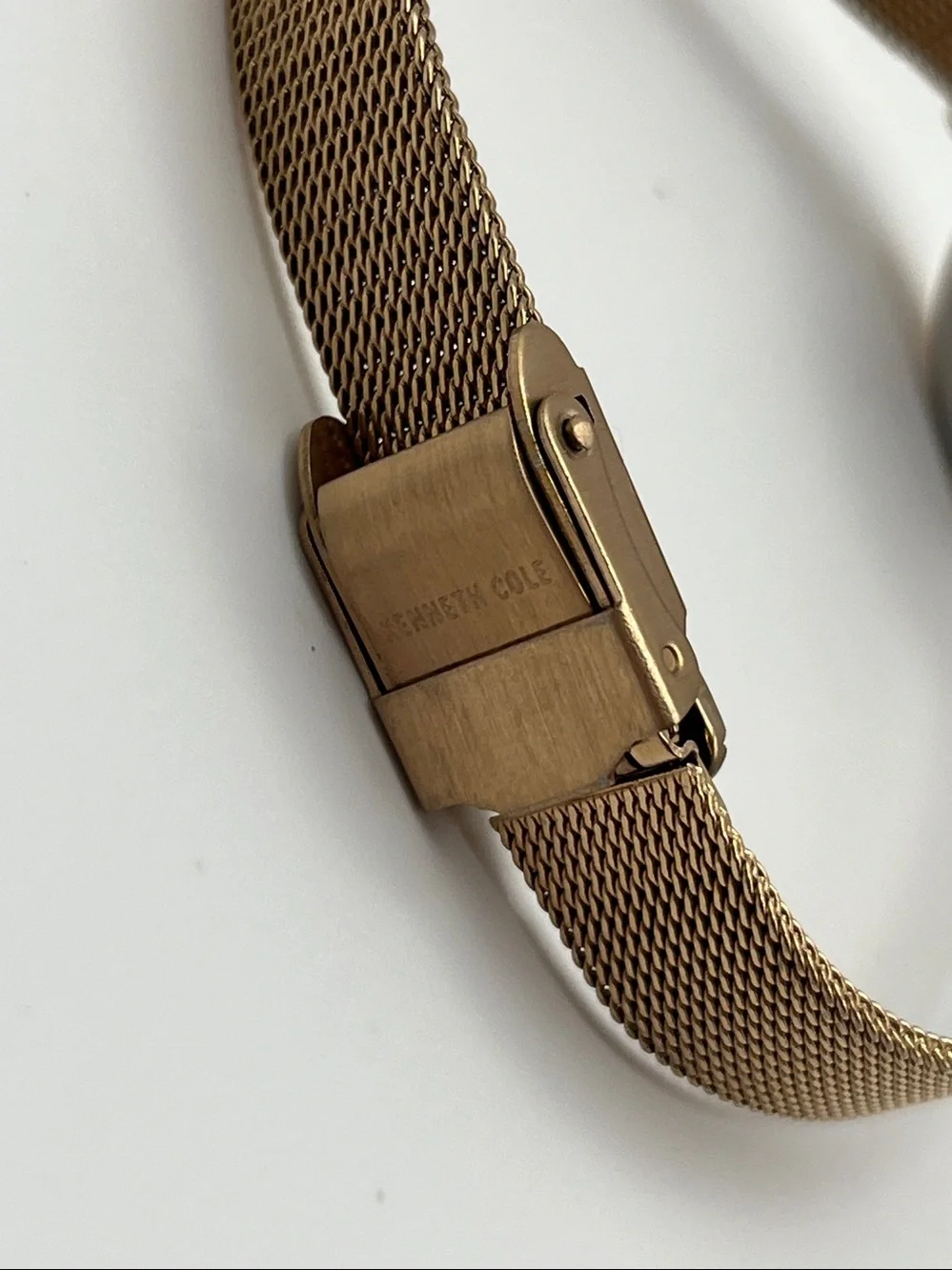 Kenneth Cole Women's Gold Mesh Bracelet Watch with White Dial